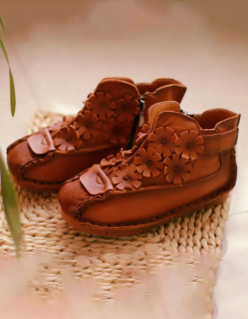 Handmade Chinese Style Soft Sole Flat Short Boots