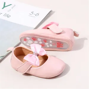 HsdsBebe Infant Baby Girls Mary Jane Flats Bow Non-Slip Soft Sole Princess Toddler First Walkers Sneaker Wedding Dress Shoes