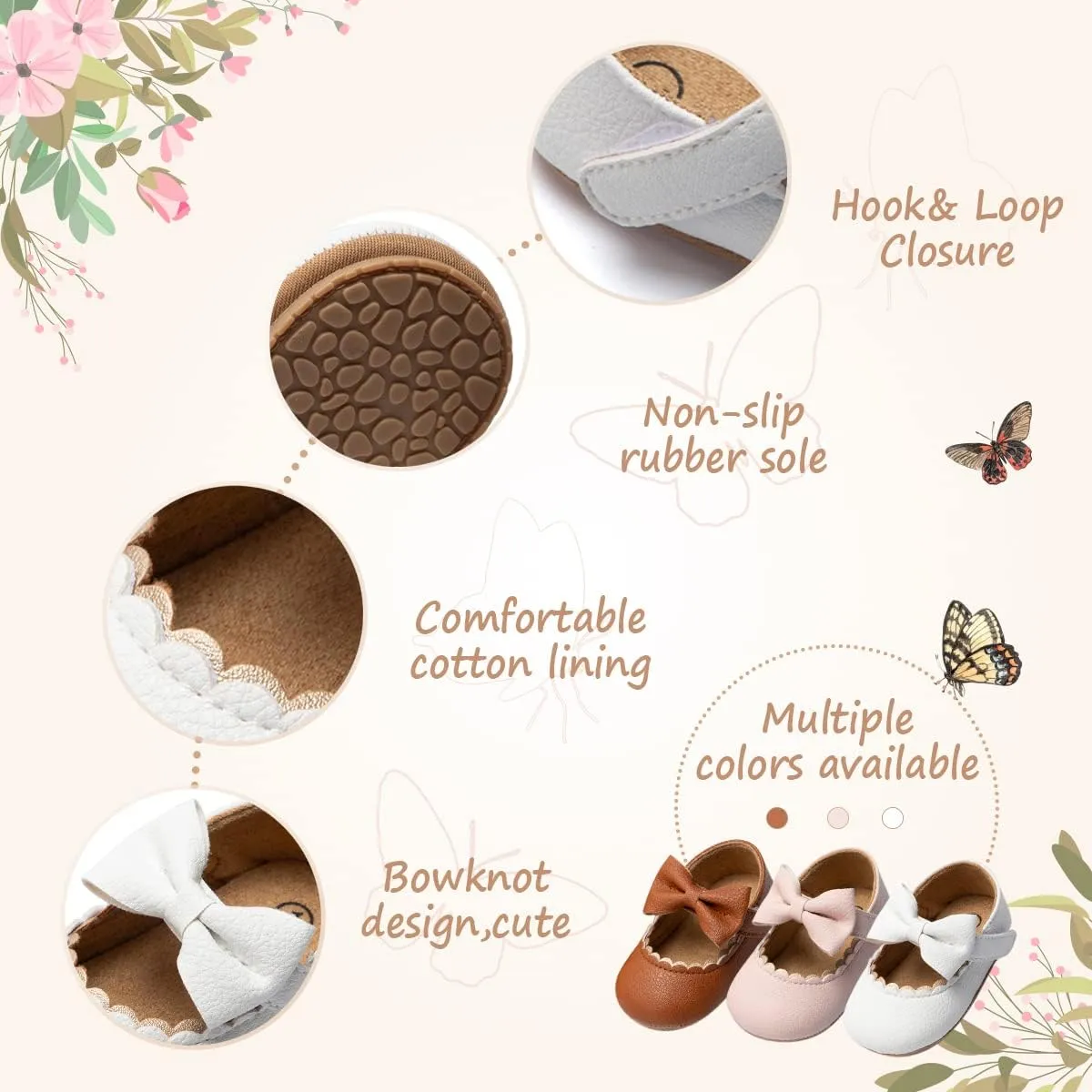 HsdsBebe Infant Baby Girls Mary Jane Flats Bow Non-Slip Soft Sole Princess Toddler First Walkers Sneaker Wedding Dress Shoes