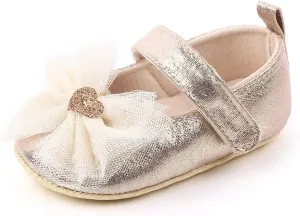 Infant Baby Girls Princess Wedding Dress Mary Jane Flats,Toddler Soft Sole Prewalker Sparkly Lightweight Shoes