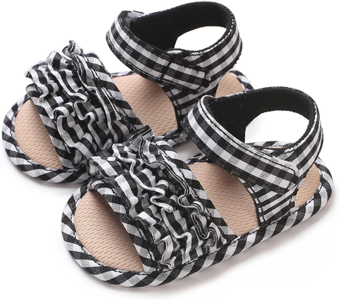 Infant Baby Girls Summer Sandals Soft Sole Open Toe Flats Newborn Non-Slip Soft Sole Toddler First Walker Crib Dress Sandals