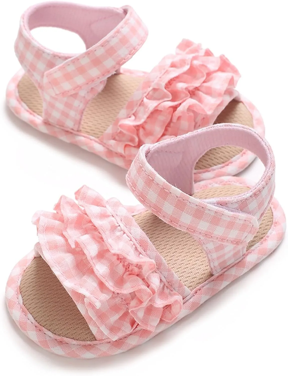 Infant Baby Girls Summer Sandals Soft Sole Open Toe Flats Newborn Non-Slip Soft Sole Toddler First Walker Crib Dress Sandals