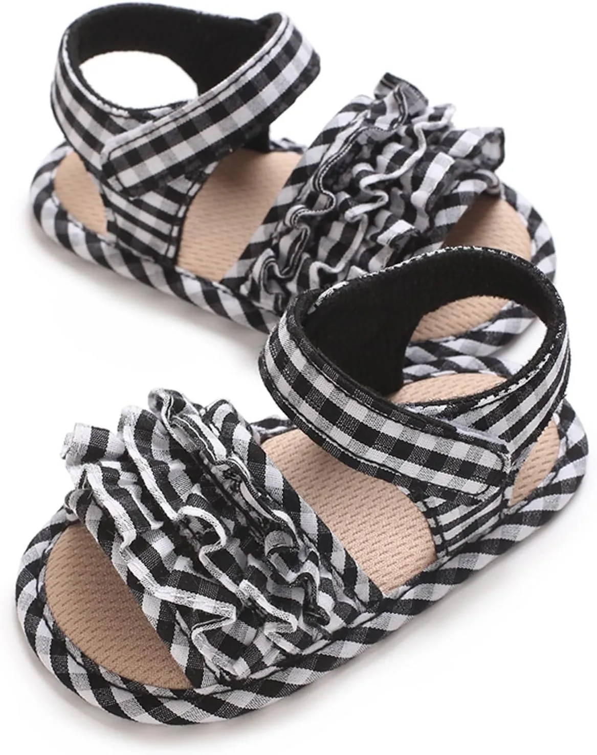 Infant Baby Girls Summer Sandals Soft Sole Open Toe Flats Newborn Non-Slip Soft Sole Toddler First Walker Crib Dress Sandals