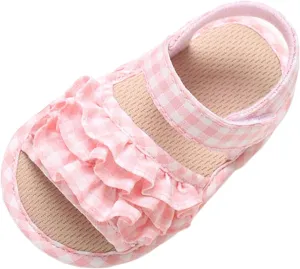 Infant Baby Girls Summer Sandals Soft Sole Open Toe Flats Newborn Non-Slip Soft Sole Toddler First Walker Crib Dress Sandals