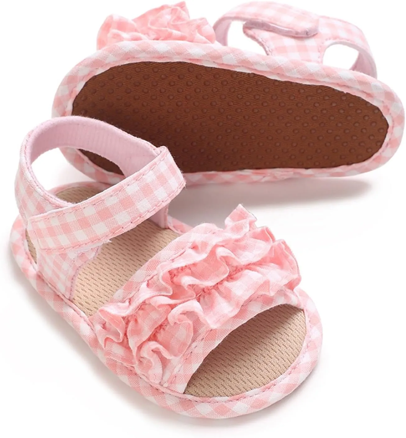 Infant Baby Girls Summer Sandals Soft Sole Open Toe Flats Newborn Non-Slip Soft Sole Toddler First Walker Crib Dress Sandals