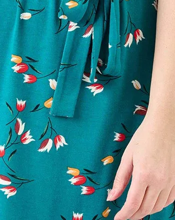 Lailah Floral Knit Dress | F412 Slate Teal