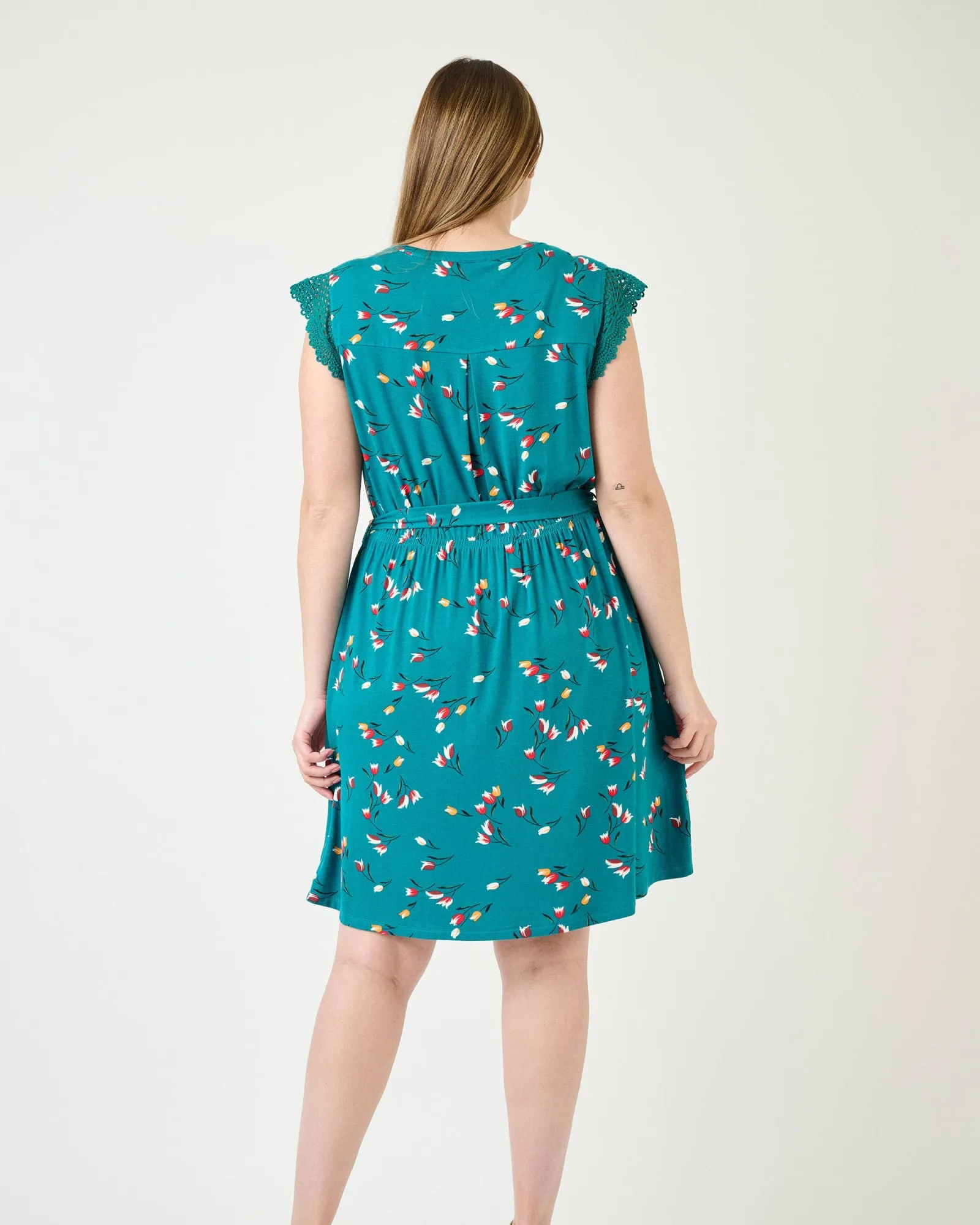Lailah Floral Knit Dress | F412 Slate Teal