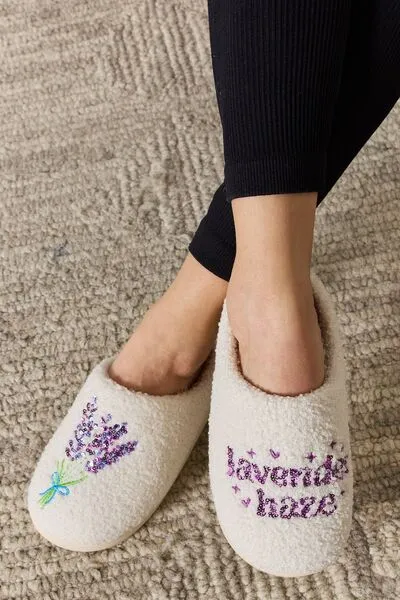 Lavender Haze Melody Sequin Pattern Cozy Slippers