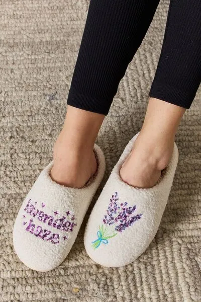 Lavender Haze Melody Sequin Pattern Cozy Slippers