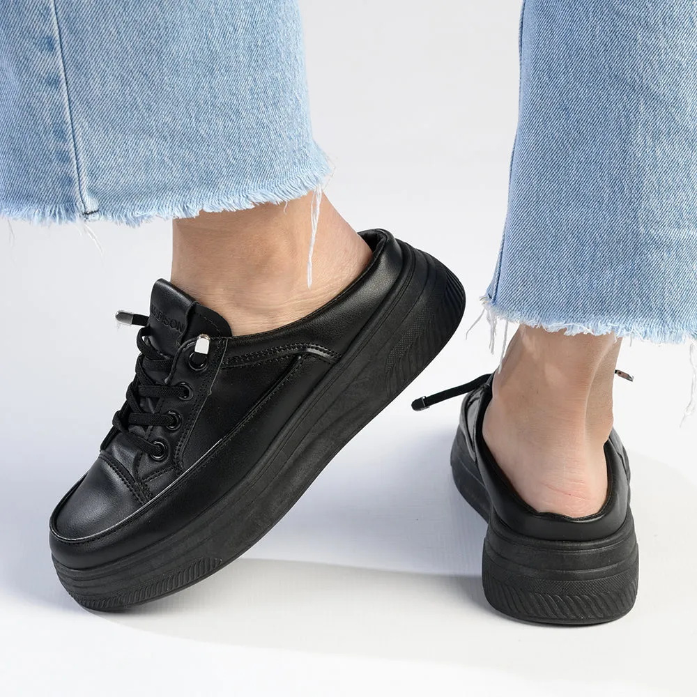 Madison Theodora Ladies Slip on Platform Sneaker - Black