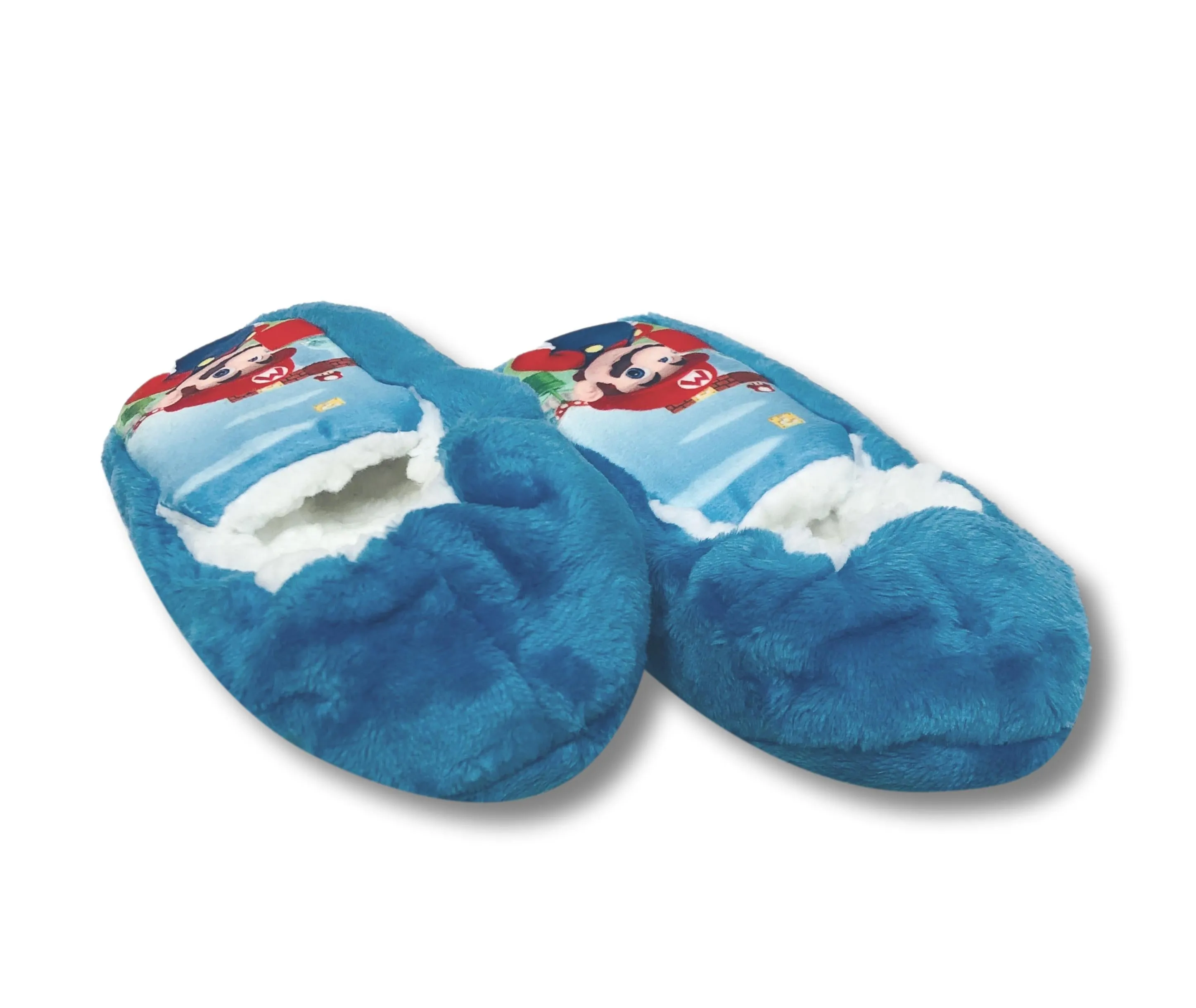 Mario Boys Slippers Fuzzy Moccasin House Shoes for Kids