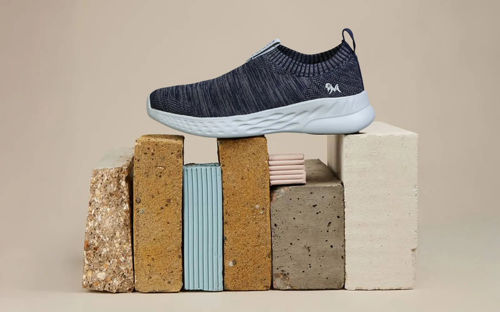 Melange Slip Ons : Navy