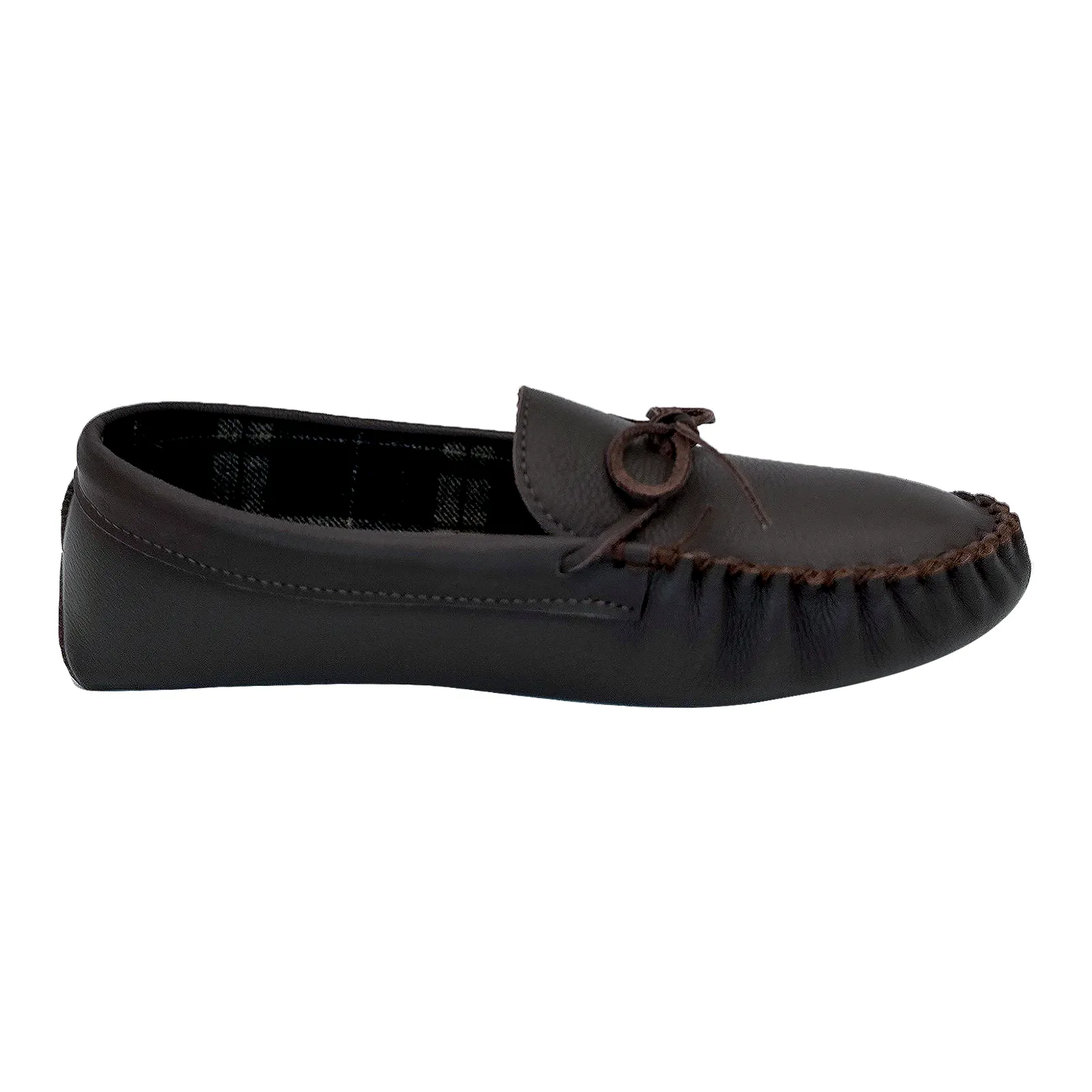 Men's Tartan Lined Leather Moccasins Slippers (FINAL Clearance 11, 12 ONLY)