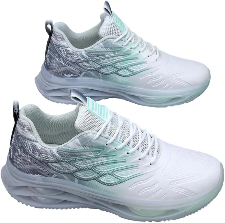 Men's Trendy Sneakers with Wing Pattern Shock Absorption Non Slip Lace Up Comfy for Outdoor Running Workout Hiking All Seasons