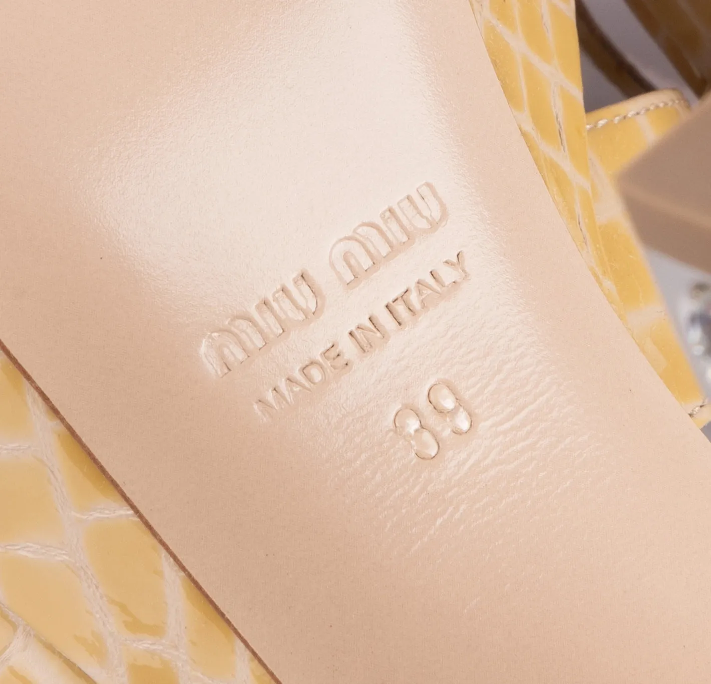 Miu Miu Croc Embossed Leather Block Heel
