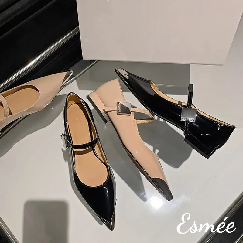 Patent Leather Mary Janes with Silver Toe Cap