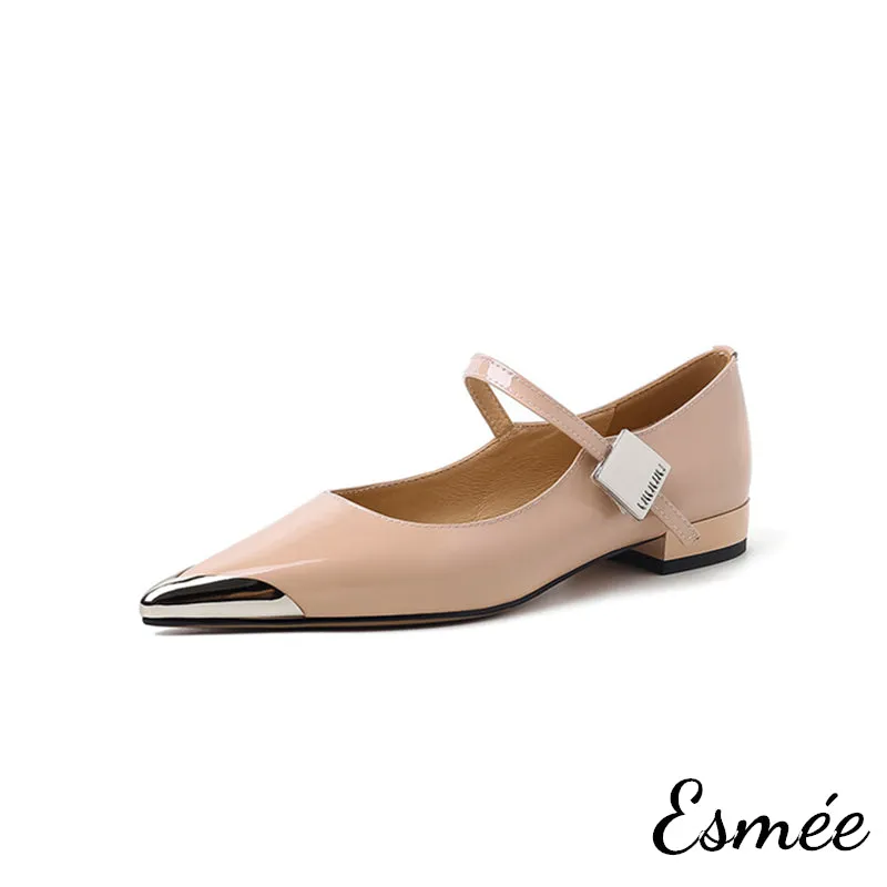 Patent Leather Mary Janes with Silver Toe Cap