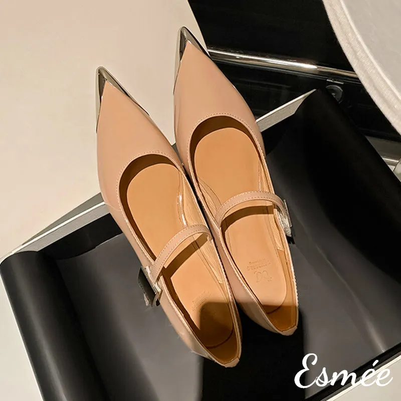 Patent Leather Mary Janes with Silver Toe Cap
