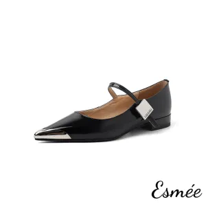 Patent Leather Mary Janes with Silver Toe Cap