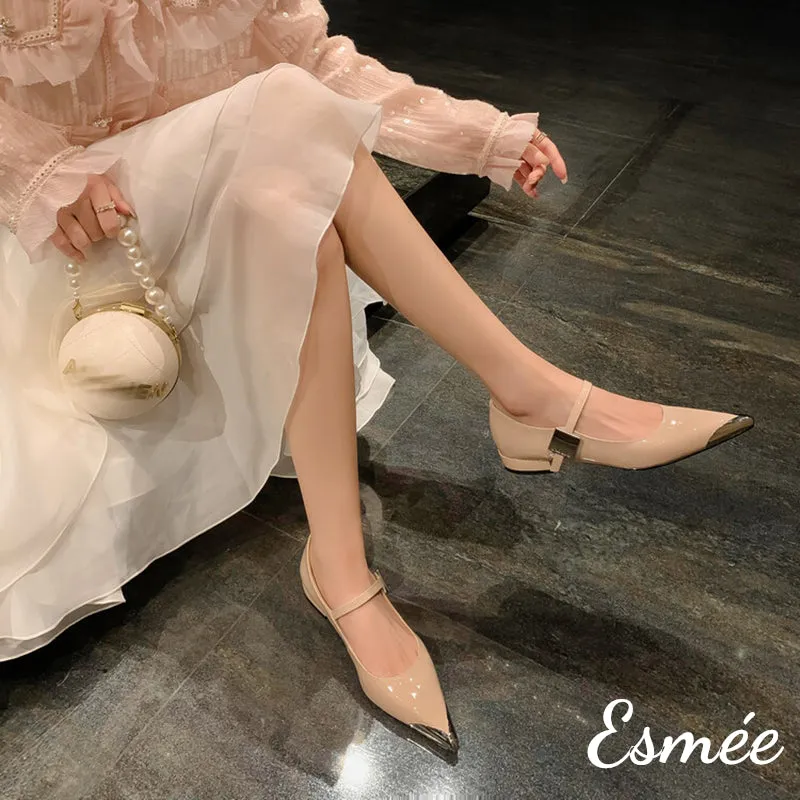 Patent Leather Mary Janes with Silver Toe Cap