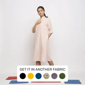 Pink Vegetable Dyed Cotton Button-Down Dress