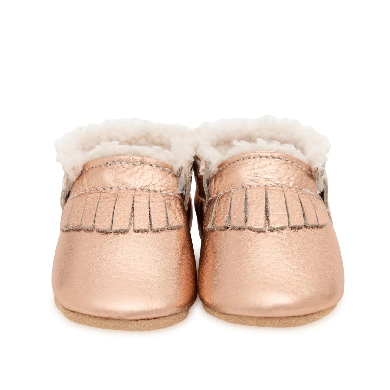 Rose Gold Sherpa Moccasins