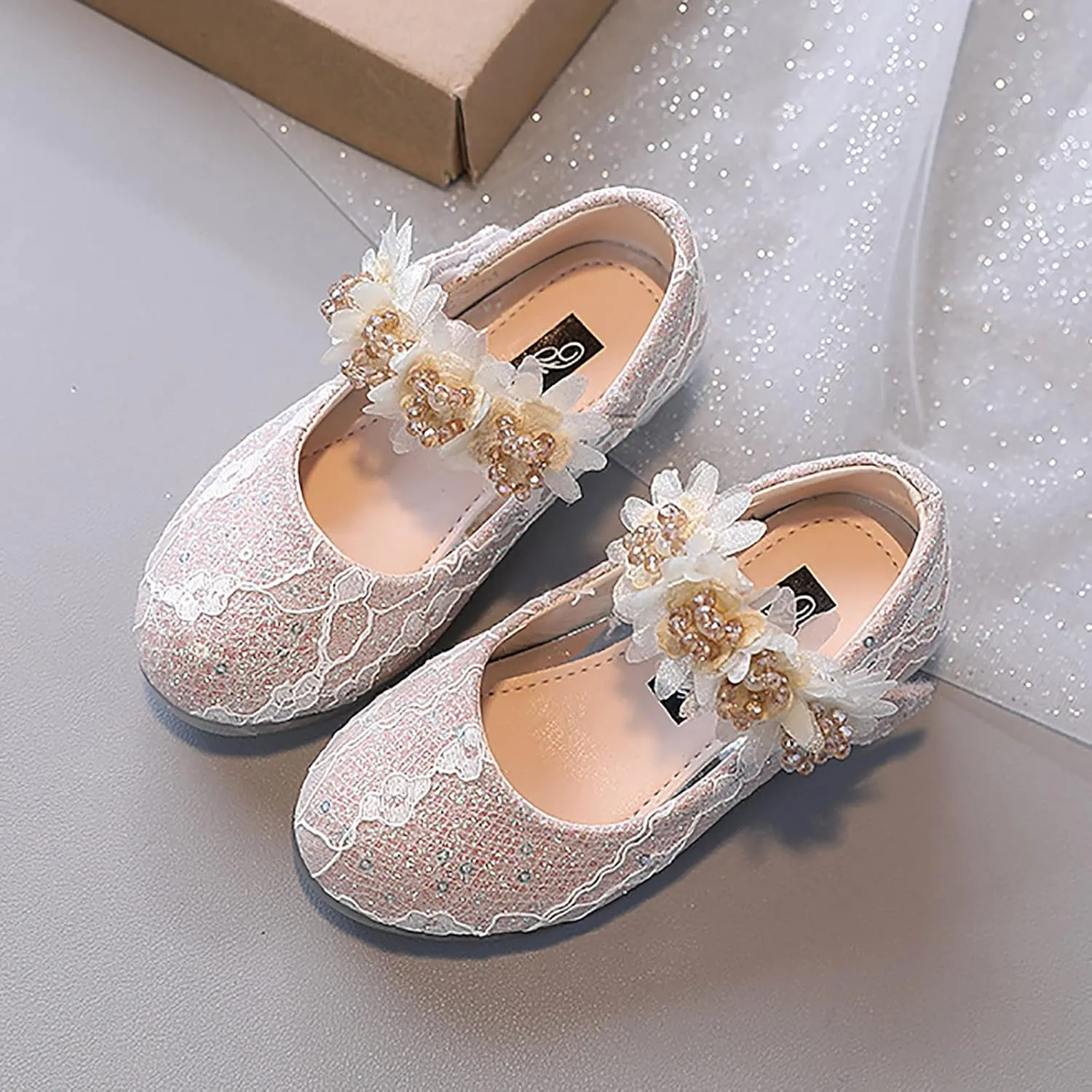 Shoes for Girls,Girls Baby Princess Shoes Rhinestone Flower Sandals Dancing Shoes Pearl Crystal Shoes Kawaii Shoes