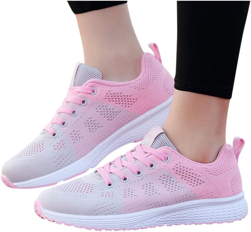 Sneakers for Women Casual Mesh Breathable Lace Up Walking Tennis Shoes Men Athletic Ladies Casual Shoes Black Platform Sneaker Black Tennis Shoe Trainers Shoe