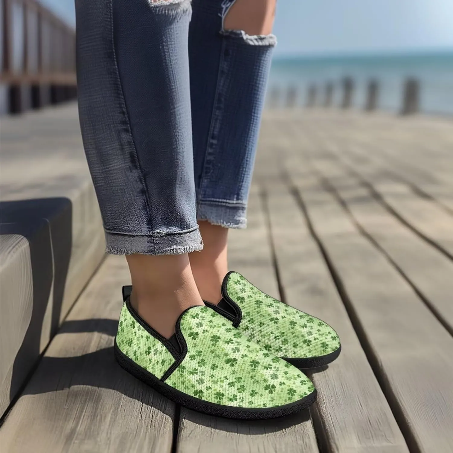 St. Patrick's Day Holiday Dress Walking Shoes Women Trendy Casual Sneakers Comfy Slip On Breathable Gym Workout Fitness Size 5.5-10.5