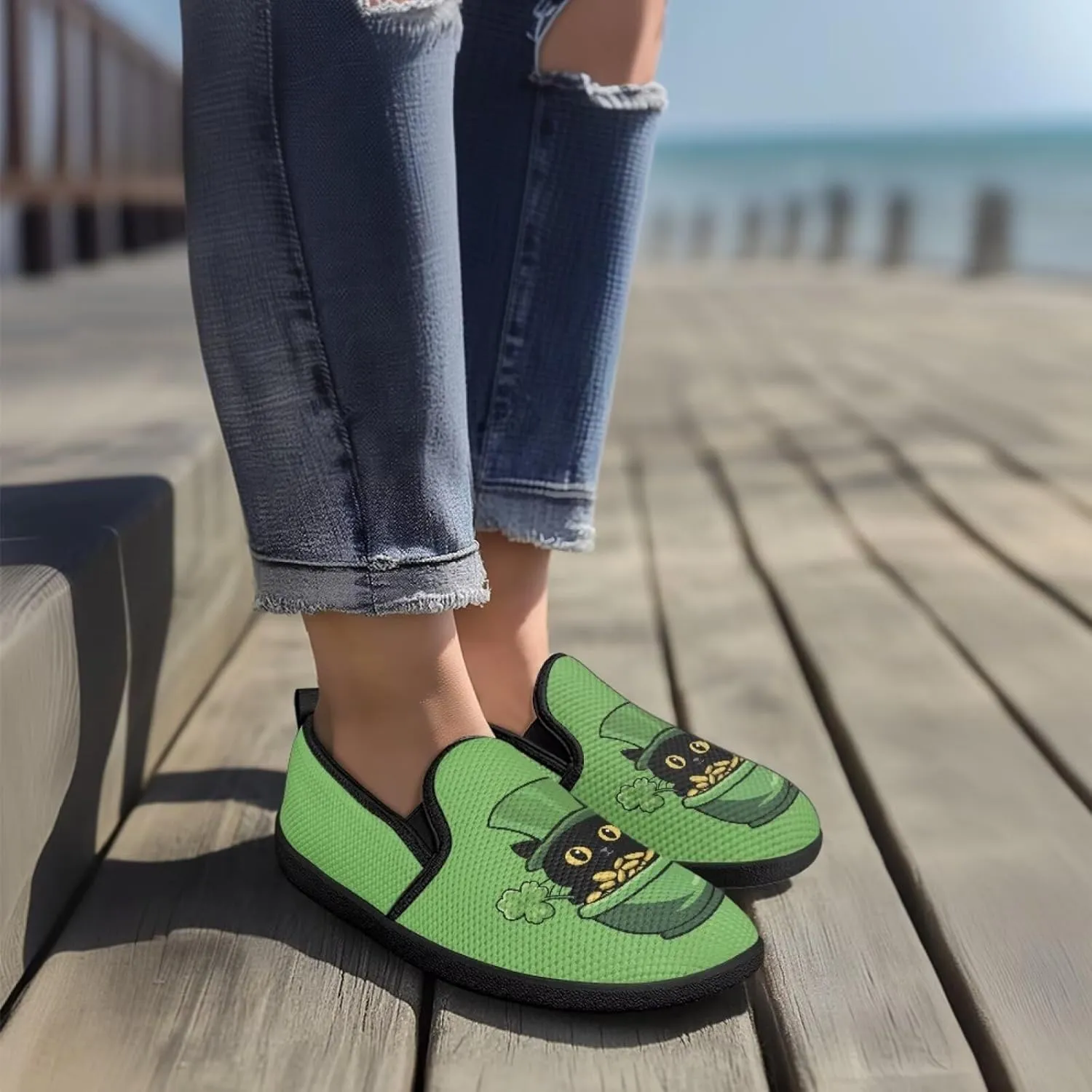 St. Patrick's Day Holiday Dress Walking Shoes Women Trendy Casual Sneakers Comfy Slip On Breathable Gym Workout Fitness Size 5.5-10.5