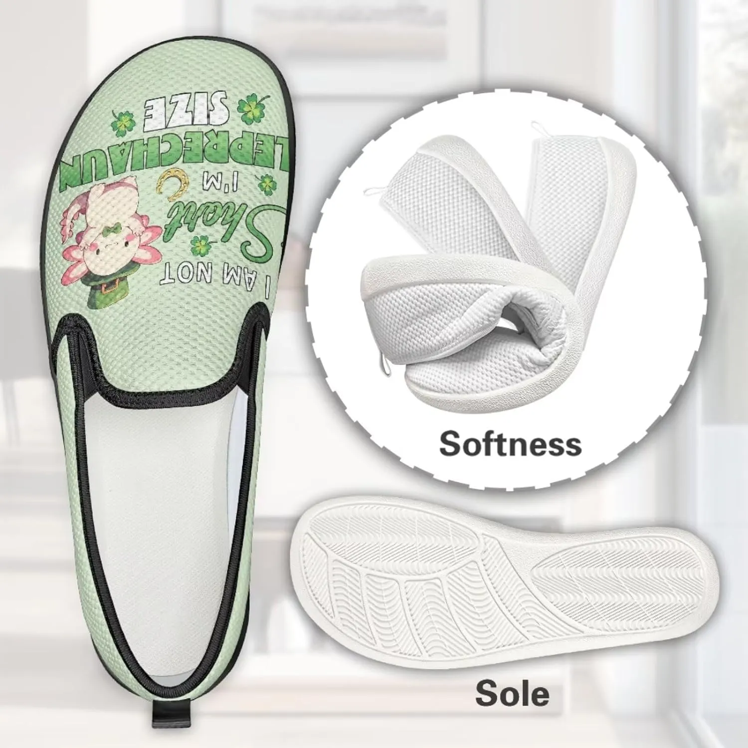 St. Patrick's Day Holiday Dress Walking Shoes Women Trendy Casual Sneakers Comfy Slip On Breathable Gym Workout Fitness Size 5.5-10.5