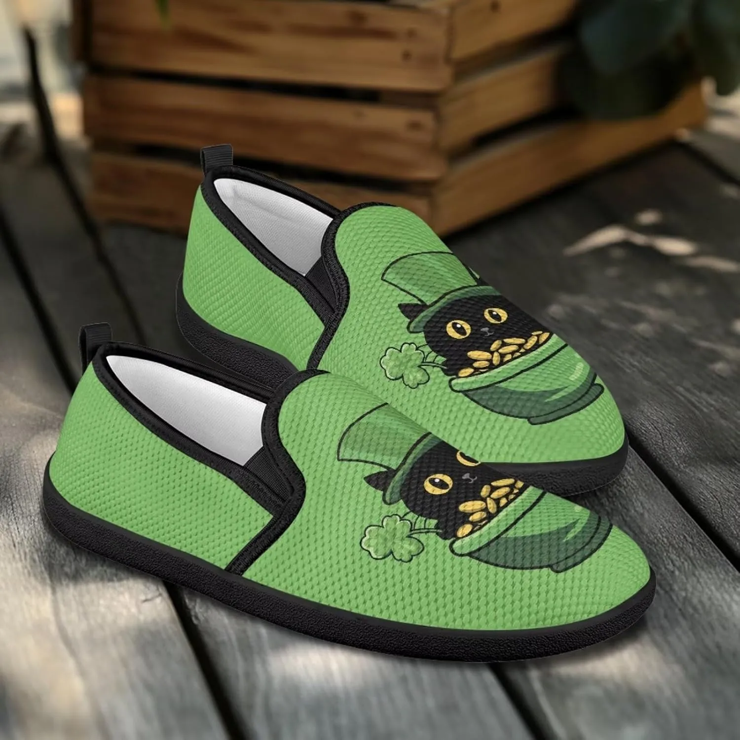 St. Patrick's Day Holiday Dress Walking Shoes Women Trendy Casual Sneakers Comfy Slip On Breathable Gym Workout Fitness Size 5.5-10.5