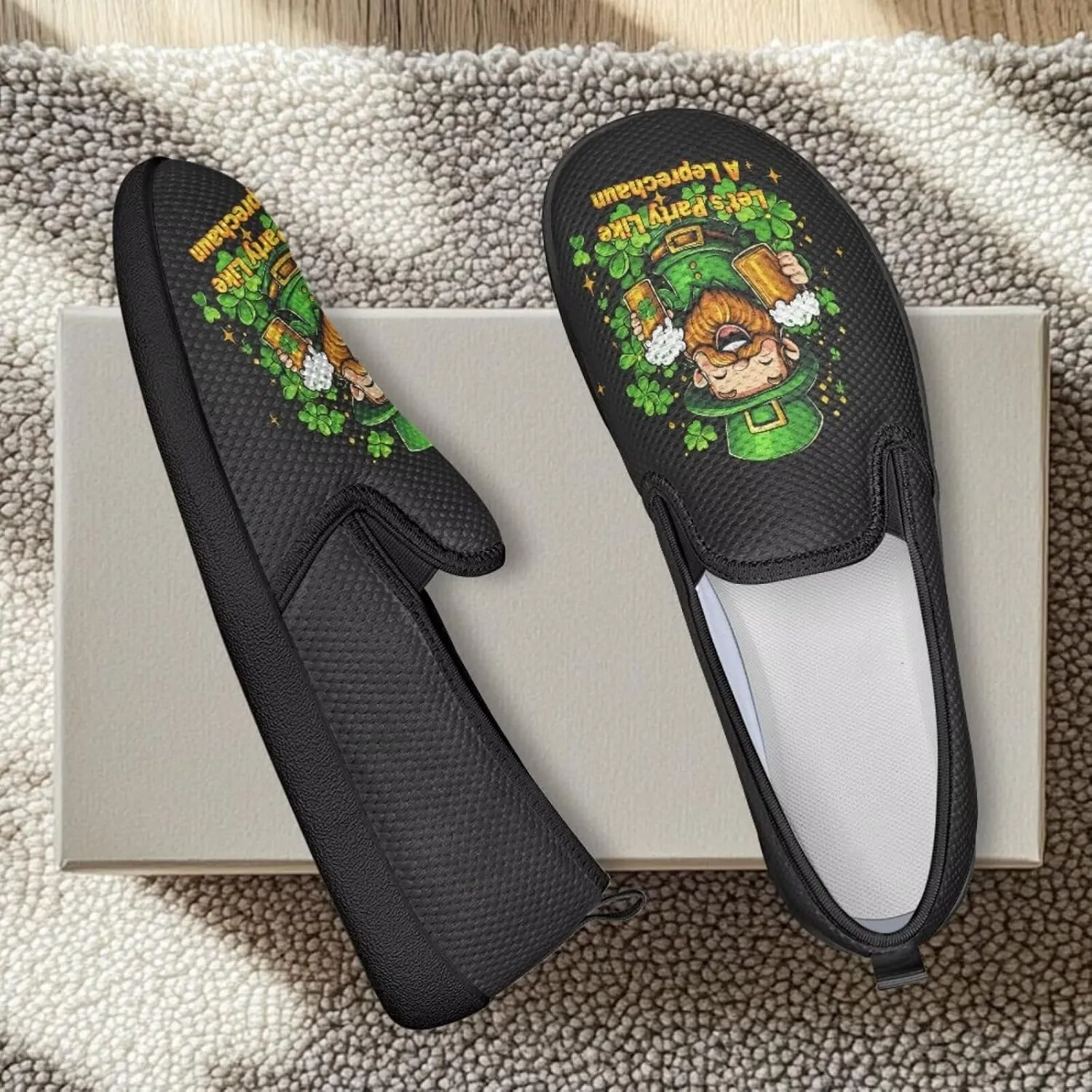 St. Patrick's Day Holiday Dress Walking Shoes Women Trendy Casual Sneakers Comfy Slip On Breathable Gym Workout Fitness Size 5.5-10.5