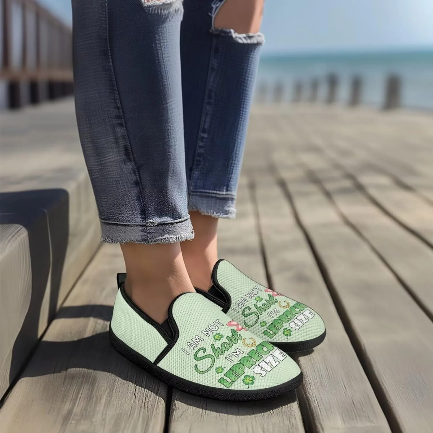 St. Patrick's Day Holiday Dress Walking Shoes Women Trendy Casual Sneakers Comfy Slip On Breathable Gym Workout Fitness Size 5.5-10.5