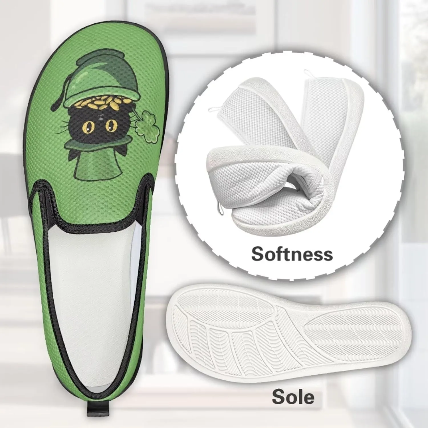 St. Patrick's Day Holiday Dress Walking Shoes Women Trendy Casual Sneakers Comfy Slip On Breathable Gym Workout Fitness Size 5.5-10.5