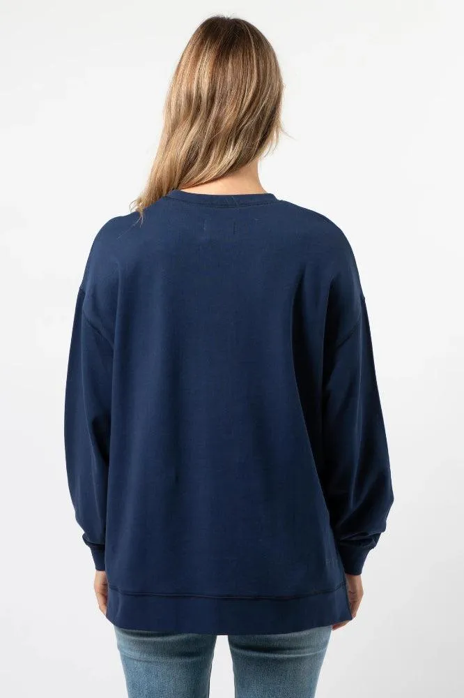 Stella and Gemma Leopard Rose Sunday Sweater Navy