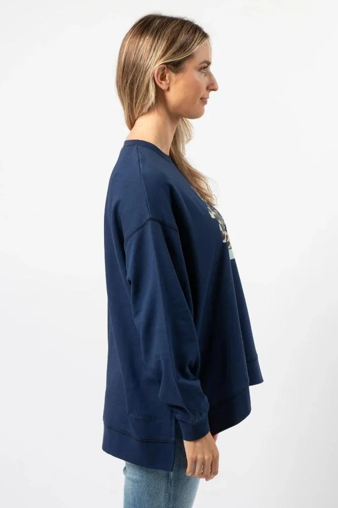 Stella and Gemma Leopard Rose Sunday Sweater Navy