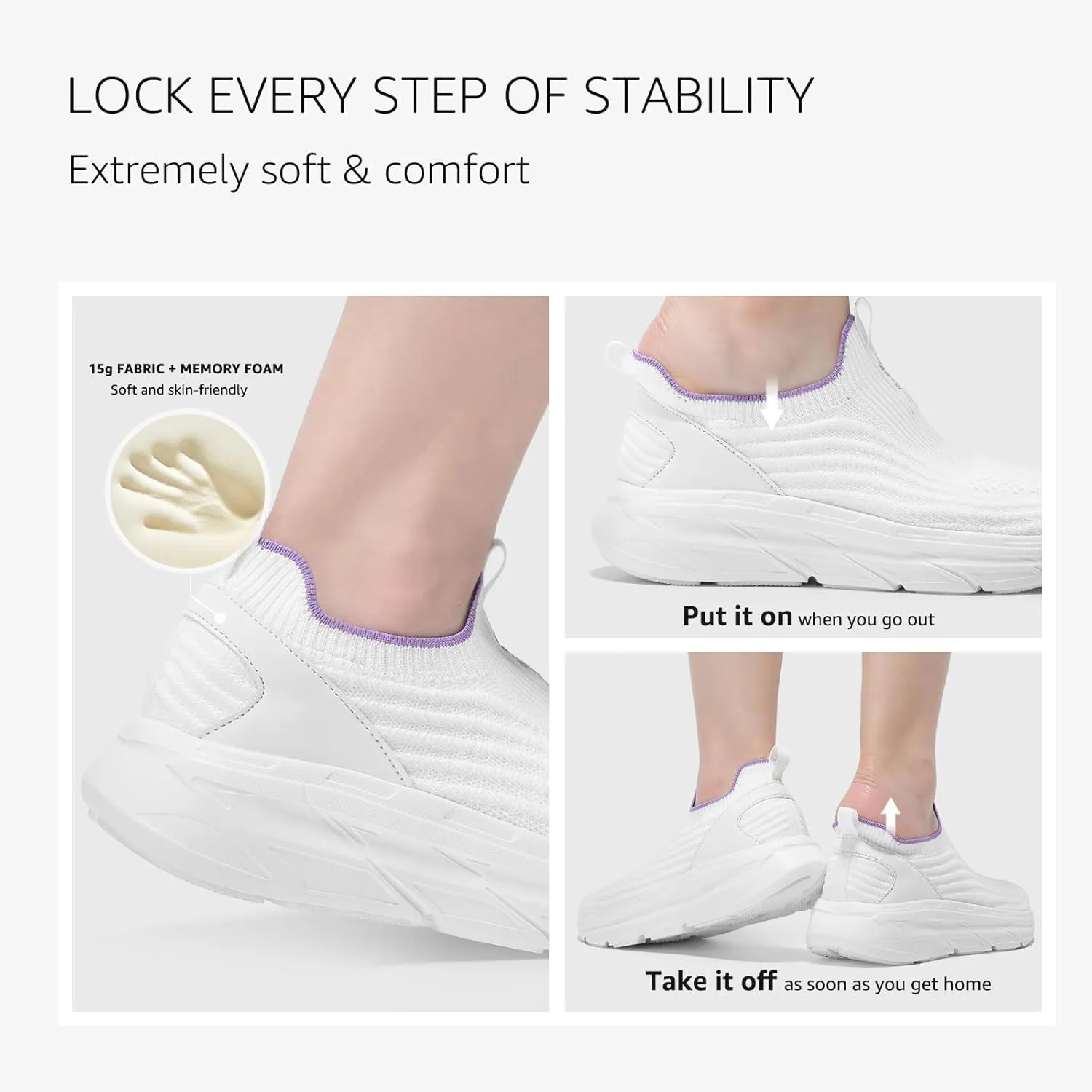 STQ Women's Slip On Walking Tennis Shoes Cushion Comfortable Orthopedic Sneakers Breathable Non-Slip Athletic Gym Workout Shoe