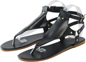 Thong Sandals for Women Summer Boho Beach Sandal Dressy Open Toe Sandals Buckle Ankle Strap Retro Non Slip Flip-Flops Comfortable Casual Walking Shoes