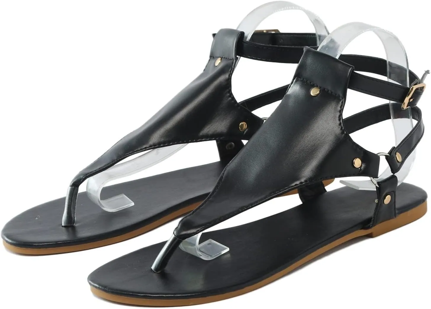 Thong Sandals for Women Summer Boho Beach Sandal Dressy Open Toe Sandals Buckle Ankle Strap Retro Non Slip Flip-Flops Comfortable Casual Walking Shoes