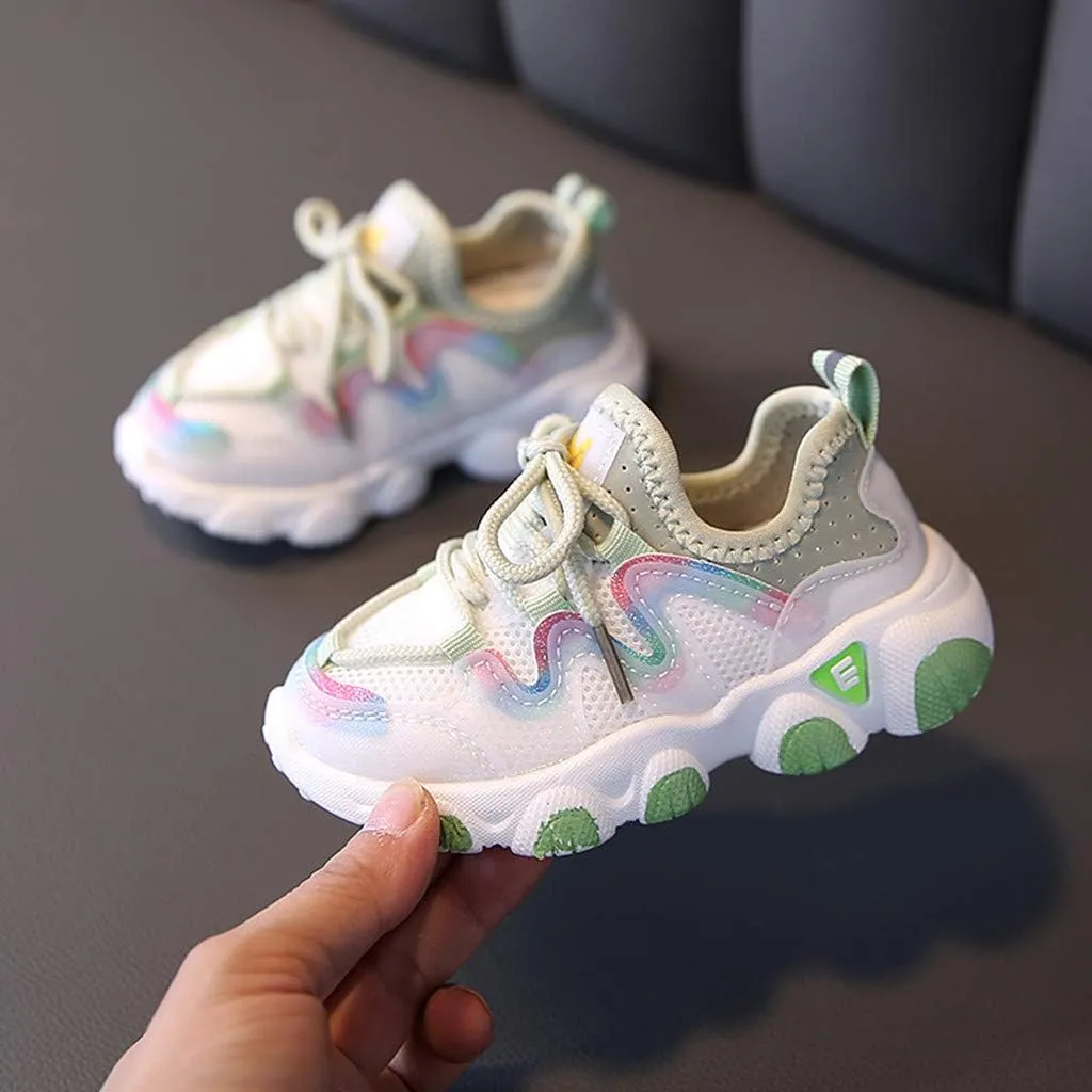 Toddler Kids Boys Girls Lightweight Breathable Sneakers Lace Up Athletic Tennis Shoes for Running Walking