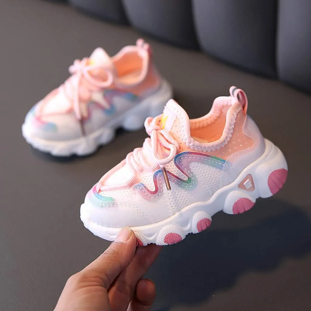 Toddler Kids Boys Girls Lightweight Breathable Sneakers Lace Up Athletic Tennis Shoes for Running Walking
