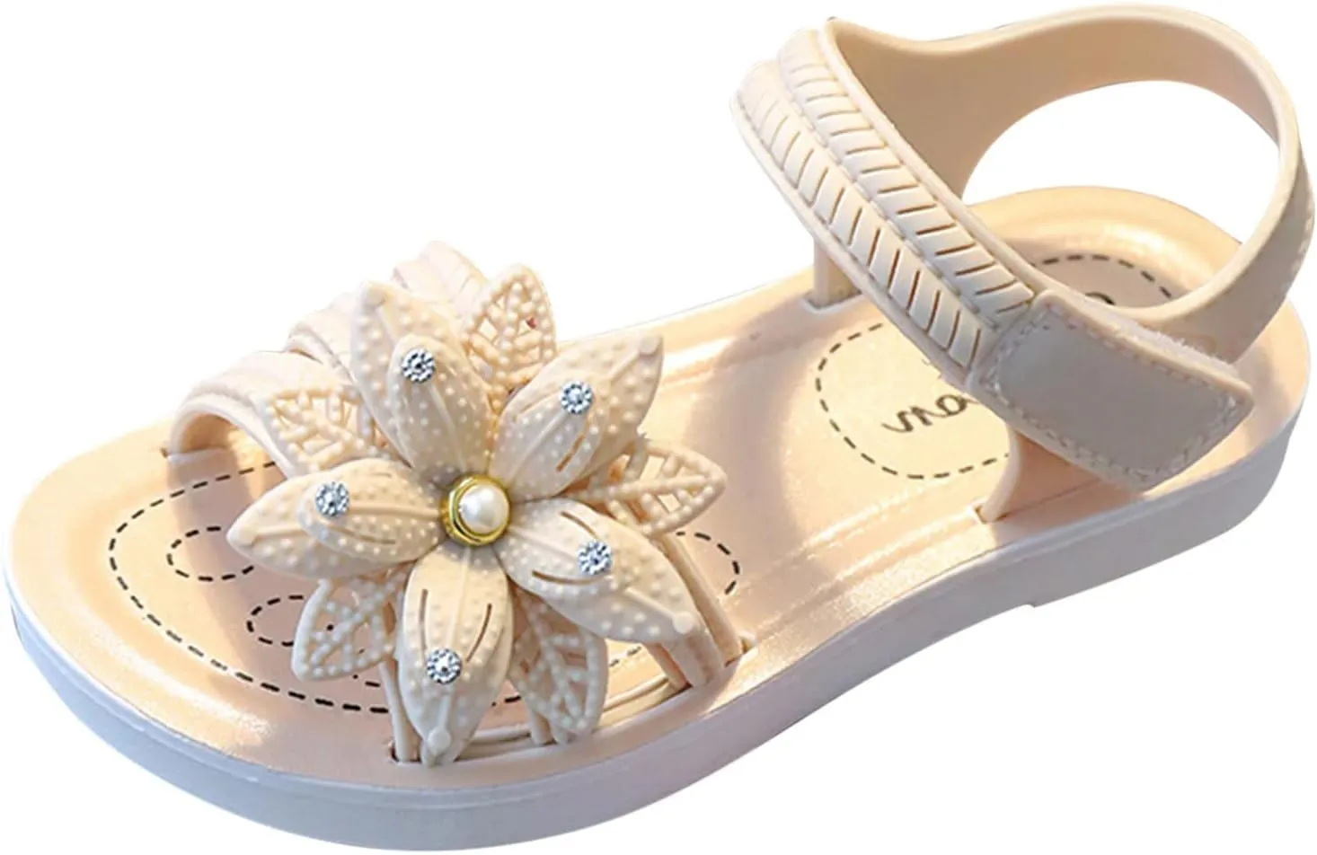 Toddler Little Girls Glitter Flower Open-Toe Flat Dress Sandals Summer Soft Bottom Comfortable Casual Shoes