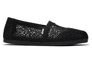 TOMS Womens Moroccan Crochet Alpargata Espadrille - Black