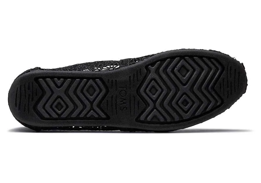 TOMS Womens Moroccan Crochet Alpargata Espadrille - Black