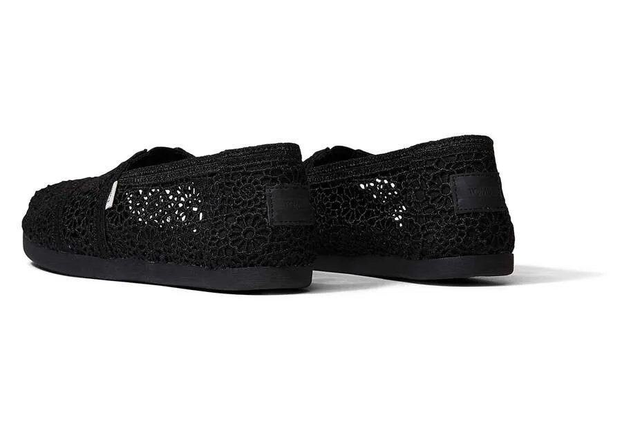 TOMS Womens Moroccan Crochet Alpargata Espadrille - Black