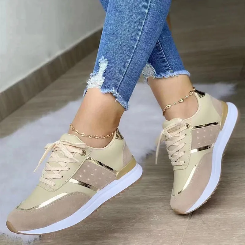TrendyStride Comfort Low-Top Color-Block Thick Sole Sneakers