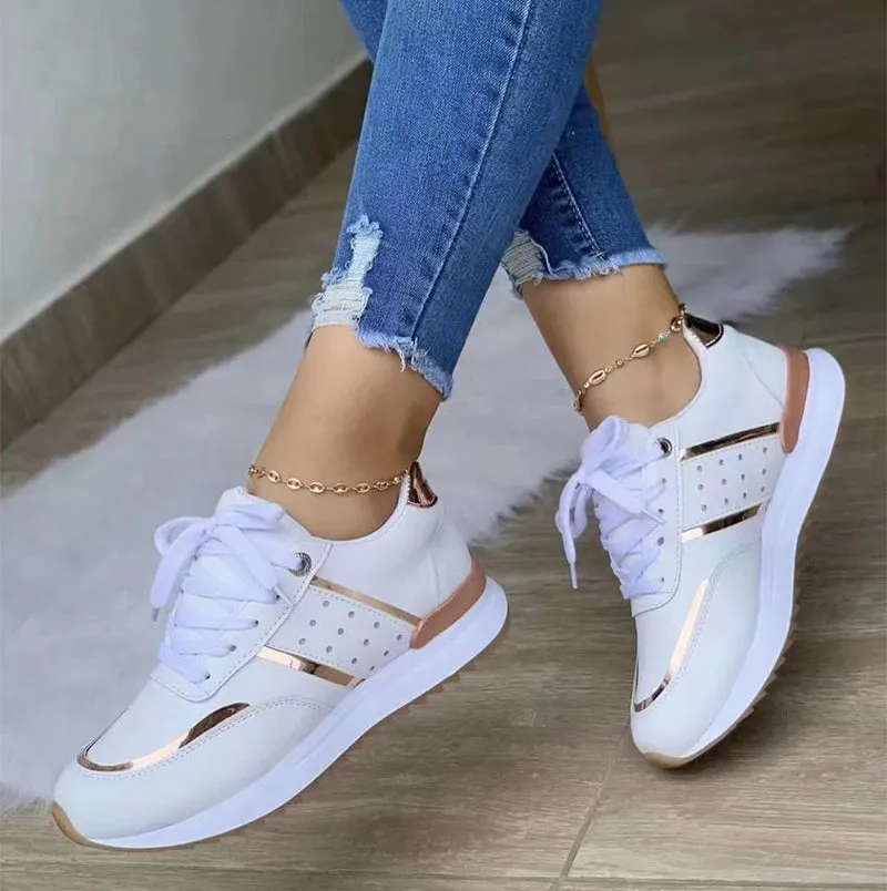 TrendyStride Comfort Low-Top Color-Block Thick Sole Sneakers