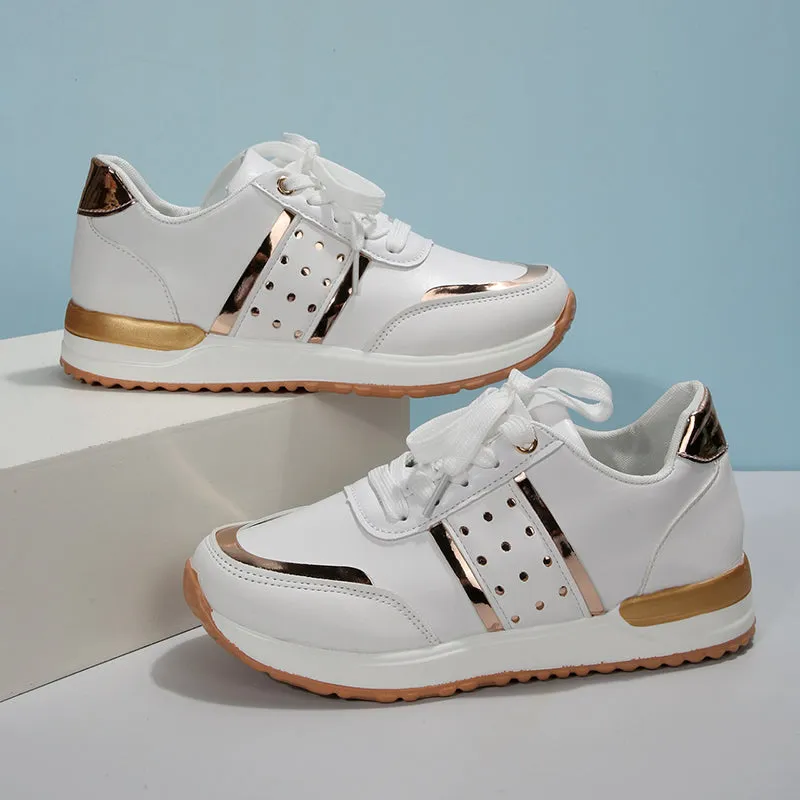 TrendyStride Comfort Low-Top Color-Block Thick Sole Sneakers