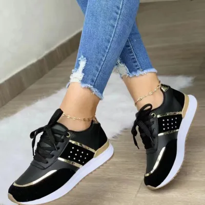 TrendyStride Comfort Low-Top Color-Block Thick Sole Sneakers